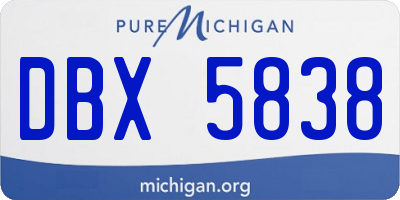 MI license plate DBX5838