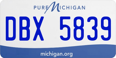 MI license plate DBX5839