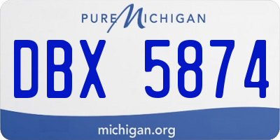 MI license plate DBX5874