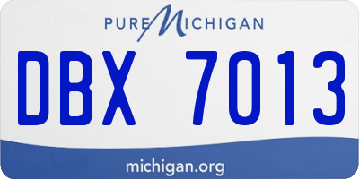 MI license plate DBX7013
