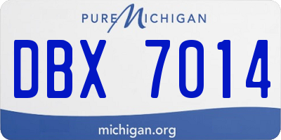 MI license plate DBX7014