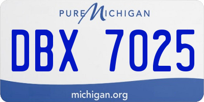 MI license plate DBX7025