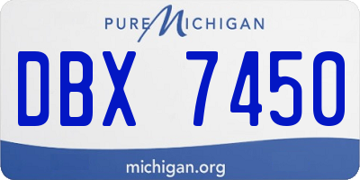 MI license plate DBX7450