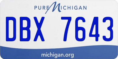 MI license plate DBX7643
