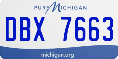 MI license plate DBX7663