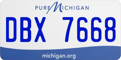 MI license plate DBX7668