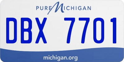 MI license plate DBX7701