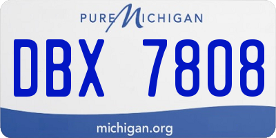 MI license plate DBX7808
