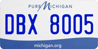 MI license plate DBX8005