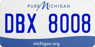 MI license plate DBX8008
