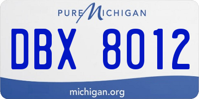 MI license plate DBX8012