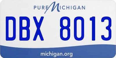 MI license plate DBX8013