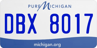 MI license plate DBX8017
