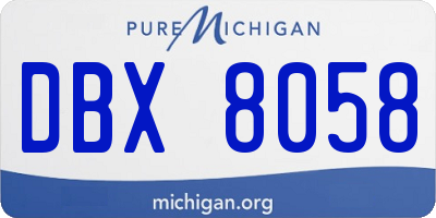 MI license plate DBX8058