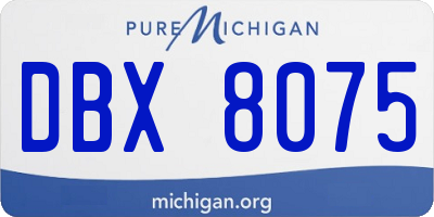 MI license plate DBX8075