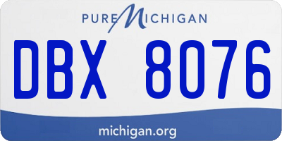 MI license plate DBX8076