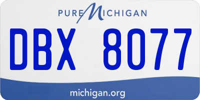MI license plate DBX8077