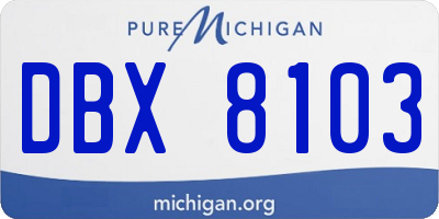 MI license plate DBX8103