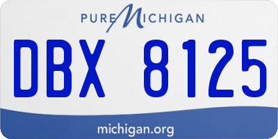 MI license plate DBX8125