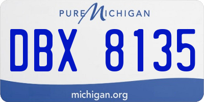 MI license plate DBX8135