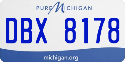 MI license plate DBX8178