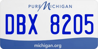 MI license plate DBX8205