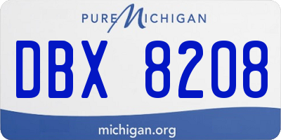 MI license plate DBX8208
