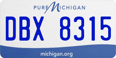 MI license plate DBX8315