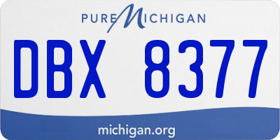 MI license plate DBX8377