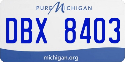 MI license plate DBX8403