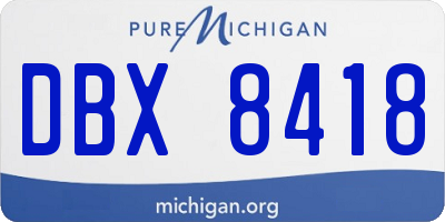 MI license plate DBX8418