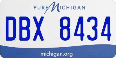 MI license plate DBX8434