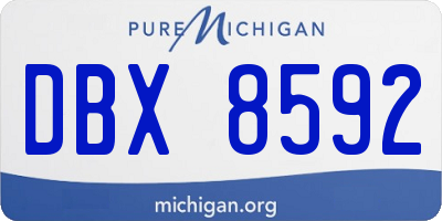 MI license plate DBX8592