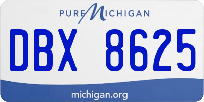 MI license plate DBX8625