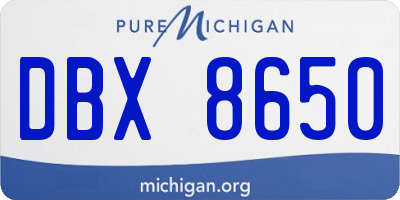 MI license plate DBX8650