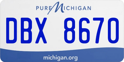 MI license plate DBX8670