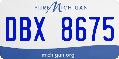 MI license plate DBX8675