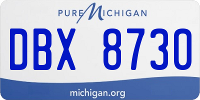 MI license plate DBX8730