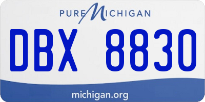 MI license plate DBX8830