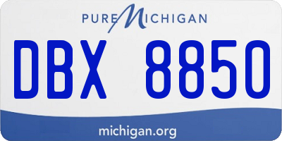 MI license plate DBX8850