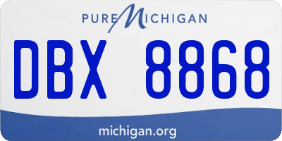 MI license plate DBX8868