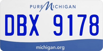 MI license plate DBX9178