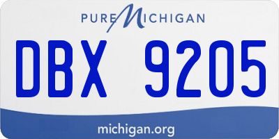 MI license plate DBX9205