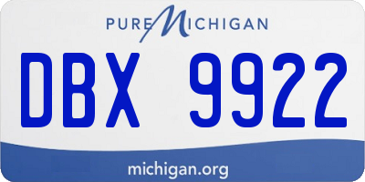 MI license plate DBX9922