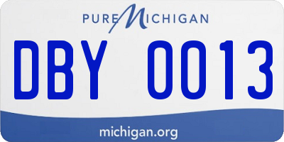 MI license plate DBY0013
