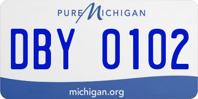 MI license plate DBY0102