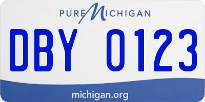 MI license plate DBY0123