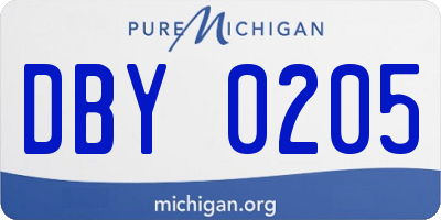 MI license plate DBY0205