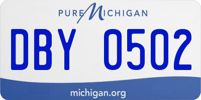 MI license plate DBY0502