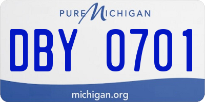 MI license plate DBY0701